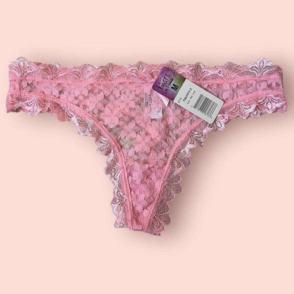 Hers Pink Lace Thong Panty Sz M